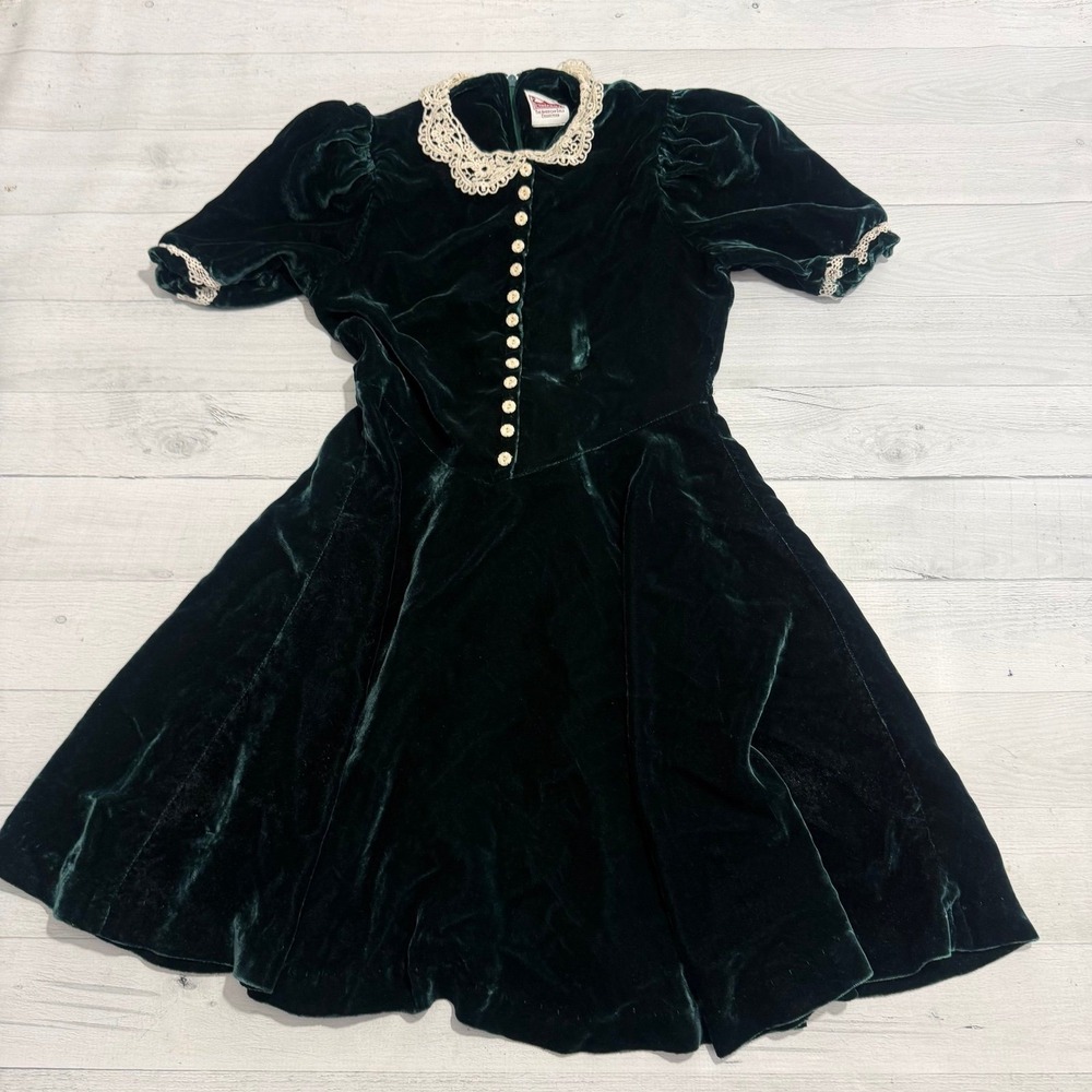 Vintage Pleasant Company American Girl Molly Dress Like Your Doll Green Velvet 8